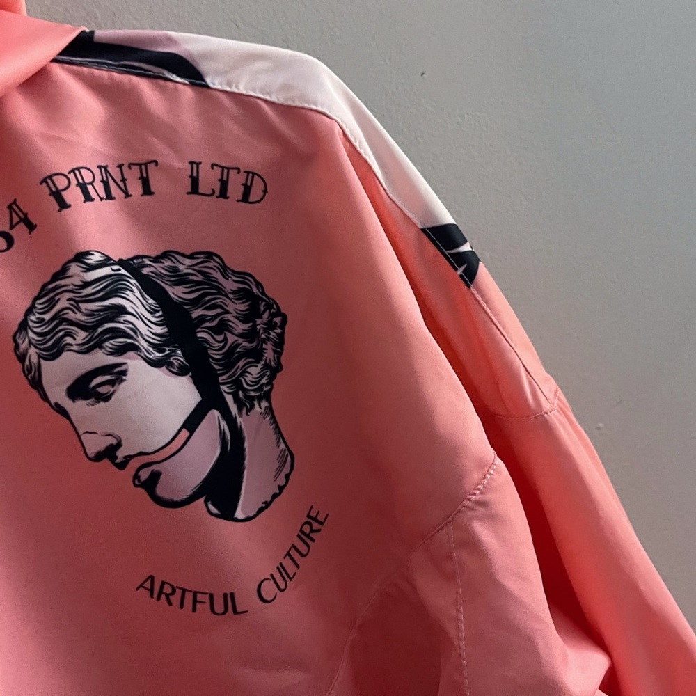 Peach Colored Track Jacket Window Breaker Athletic Apparel Walking Pullover - Picture 3 of 7